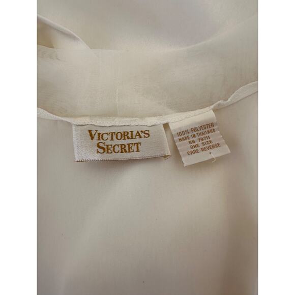 Vintage 80's Victorias Secret Ivory Satin Kimono Robe Sheer accents one size - Picture 8 of 9